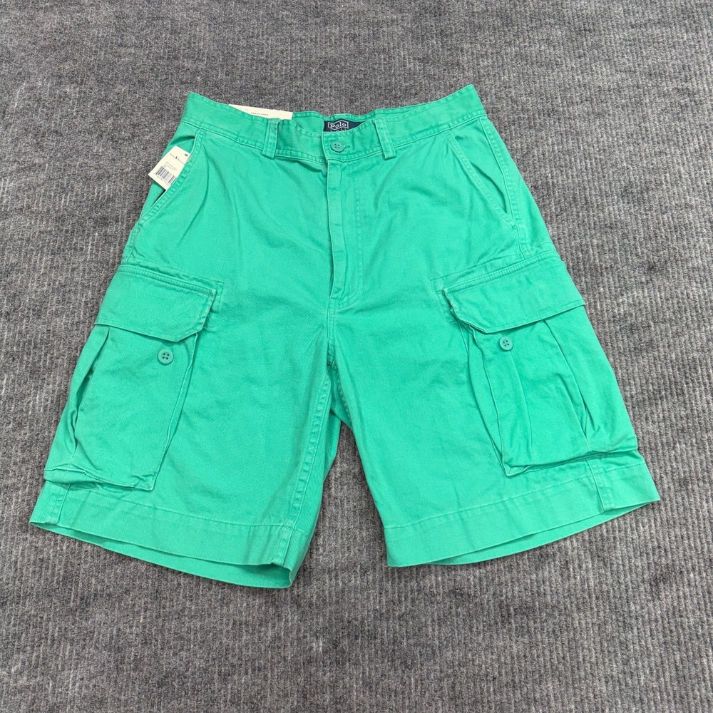NWT Vintage Polo Ralph Lauren Gellar Fatigue Cargo Shorts Mens 32 Green Baggy